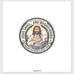 Pegatina Camiseta Humor Tareas de Lavandería Jesús Gráfica 