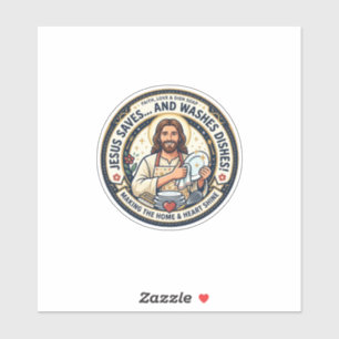 Pegatina Camiseta Humor Tareas de Lavandería Jesús Gráfica 