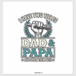 Pegatina Camiseta Micrófono Vintage Títulos De Papá Y Rock_