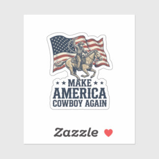 Pegatina Camiseta occidental patriótica Haz a América Vaque