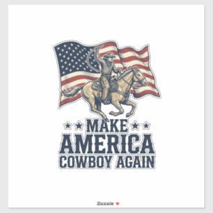 Pegatina Camiseta occidental patriótica Haz América Vaquero