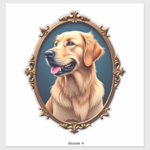 Pegatina Camiseta ovalada con camafeo de Golden Retriever p