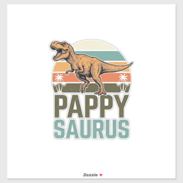 Pegatina Camiseta Pappysaurus Dinosaurio Divertido Atardece (Hoja)