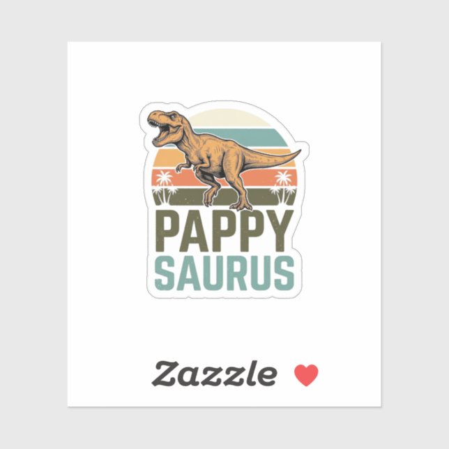 Pegatina Camiseta Pappysaurus Dinosaurio Divertido Atardece (Hoja)