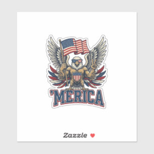 Pegatina Camiseta Patriótica Águila Merica Vintage Vector D