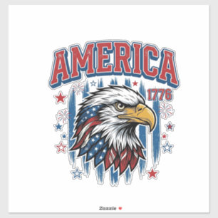 Pegatina Camiseta Patriótica Águila Vintage América 1776_