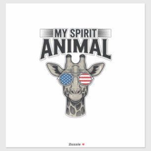 Pegatina Camiseta Patriótica Animal Espiritual Jirafa Vinta