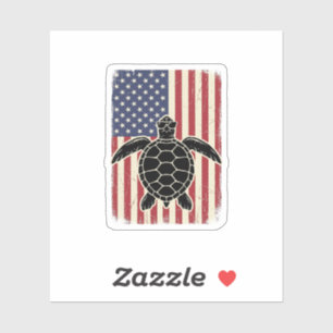 Pegatina Camiseta Patriótica Bandera Americana Tortuga Mari