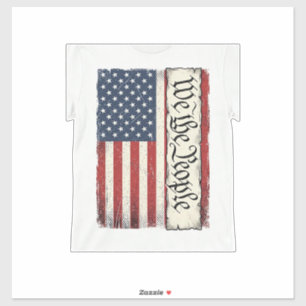 Pegatina Camiseta Patriótica Bandera Vintage We the People