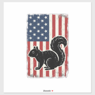 Pegatina Camiseta Patriótica de Ardilla de Bandera American