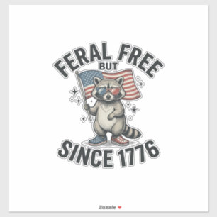 Pegatina Camiseta Patriótica de Mapache Feral Pero Libre De