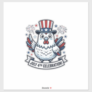 Pegatina Camiseta Patriótica de Pollo Celebración 4 de Juli