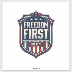 Pegatina Camiseta Patriótica Freedom First USA 1776 Shield
