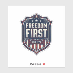 Pegatina Camiseta Patriótica Freedom First USA 1776 Shield
