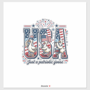 Pegatina Camiseta Patriótica Ganso USA Vintage Cuatro de Ju
