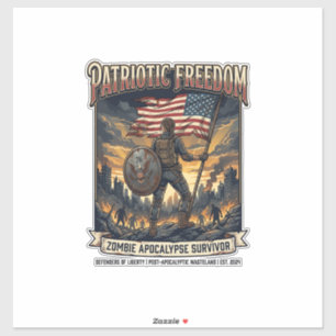 Pegatina Camiseta Patriótica Sobreviviente Apocalipsis Zomb