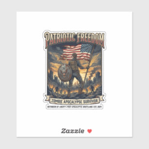 Pegatina Camiseta Patriótica Sobreviviente Apocalipsis Zomb