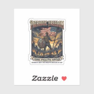 Pegatina Camiseta Patriótica Sobreviviente Apocalipsis Zomb