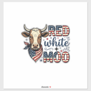 Pegatina Camiseta Patriótica Vaca Roja Blanca Moo 4 de Juli