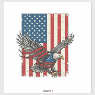 Pegatina Camiseta Patriótica Vector Bandera de Águila Vinta