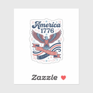 Pegatina Camiseta Patriótica Vintage América 1776 Águila_