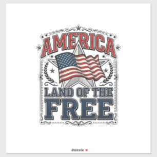 Pegatina Camiseta Patriótica Vintage América Tierra De Los