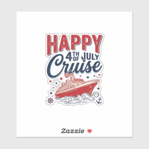Pegatina Camiseta Patriótica Vintage Crucero Feliz 4 de Jul