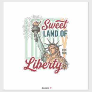 Pegatina Camiseta Patriótica Vintage Sweet Land of Liberty 