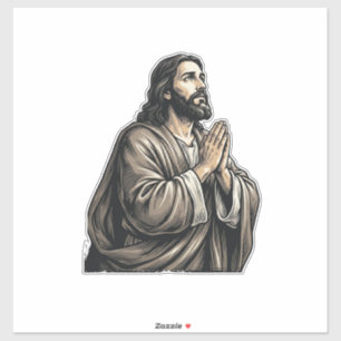Pegatina Camiseta religiosa de hombre orando con grabado vi