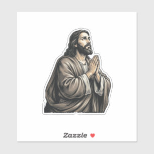 Pegatina Camiseta religiosa de hombre orando con grabado vi