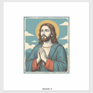 Pegatina Camiseta religiosa vintage orando Salvador Diseño_