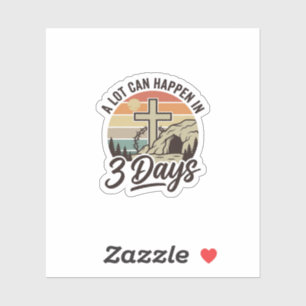 Pegatina Camiseta Retro Cruz Cueva 3 Días Pascua Cristiana