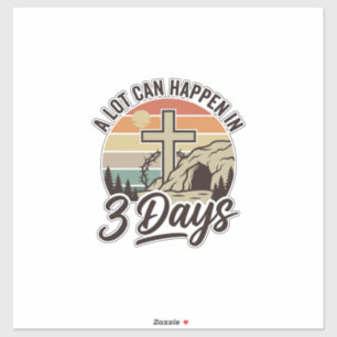 Pegatina Camiseta Retro Cruz Cueva 3 Días Pascua Cristiana