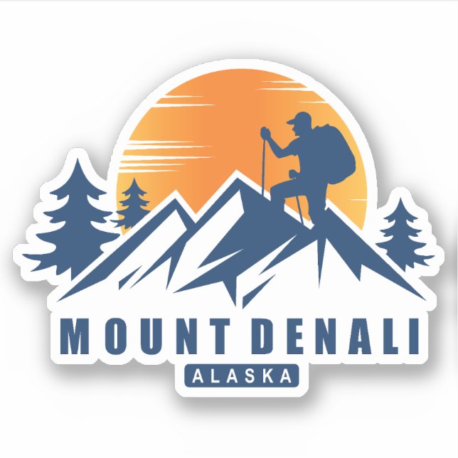 Pegatina Camiseta Retro Mount Denali Hike (Anverso)