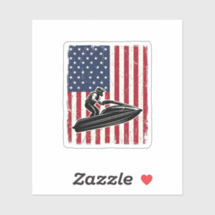 Pegatina Camiseta Vector Diseño Bandera Americana Jet Ski V