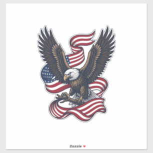 Pegatina Camiseta vectorial de águila patriótica vintage (2