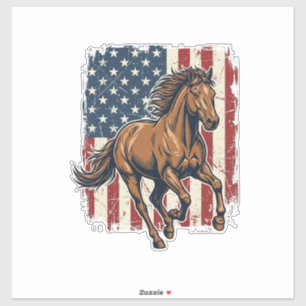 Pegatina Camiseta Vectorial de Bandera de Caballo Patriótic