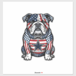 Pegatina Camiseta vectorial de bulldog patriótico vintage D