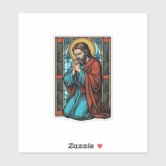 Pegatina Camiseta Vectorial de Figura Religiosa Rezando Vin (Hoja)