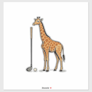 Pegatina Camiseta vectorial de golf con jirafa de grabado v