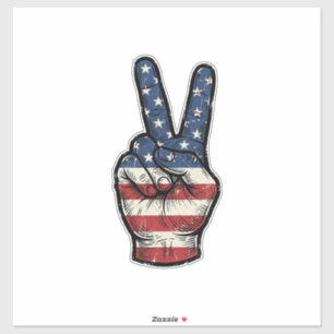 Pegatina Camiseta Vectorial de Mano de Paz Patriótica Vinta