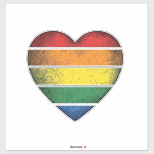 Pegatina Camiseta Vectorial de Orgullo Corazón Arcoíris Vin