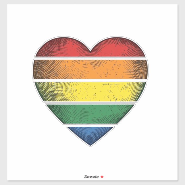 Pegatina Camiseta Vectorial de Orgullo Corazón Arcoíris Vin (Hoja)