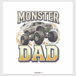 Pegatina Camiseta vectorial vintage de camión monstruo papá