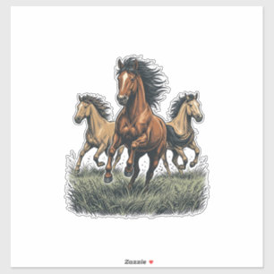 Pegatina Camiseta Vectorial Western de Caballos Salvajes Co
