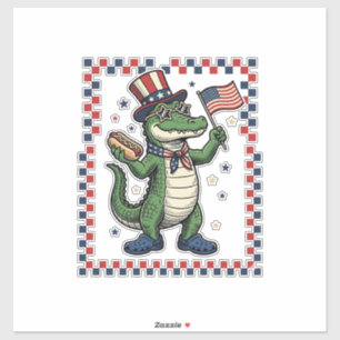 Pegatina Camiseta Vintage Bandera de Hot Dog de Cocodrilo P
