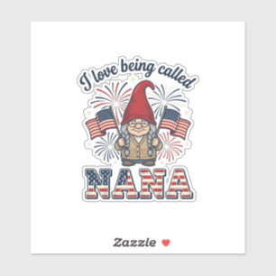 Pegatina Camiseta vintage de abuela gnomo Nana patriótica D