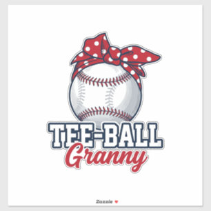 Pegatina Camiseta Vintage de béisbol Tee Ball Granny Bow_1
