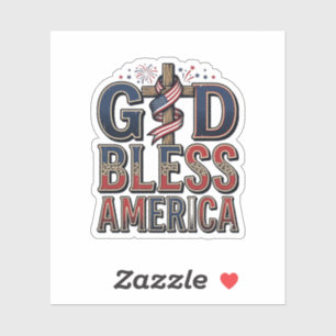 Pegatina Camiseta Vintage de Cruz Patriótica Dios Bendiga a