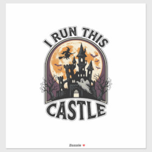 Pegatina Camiseta Vintage de Halloween Bruja Luna Castillo 